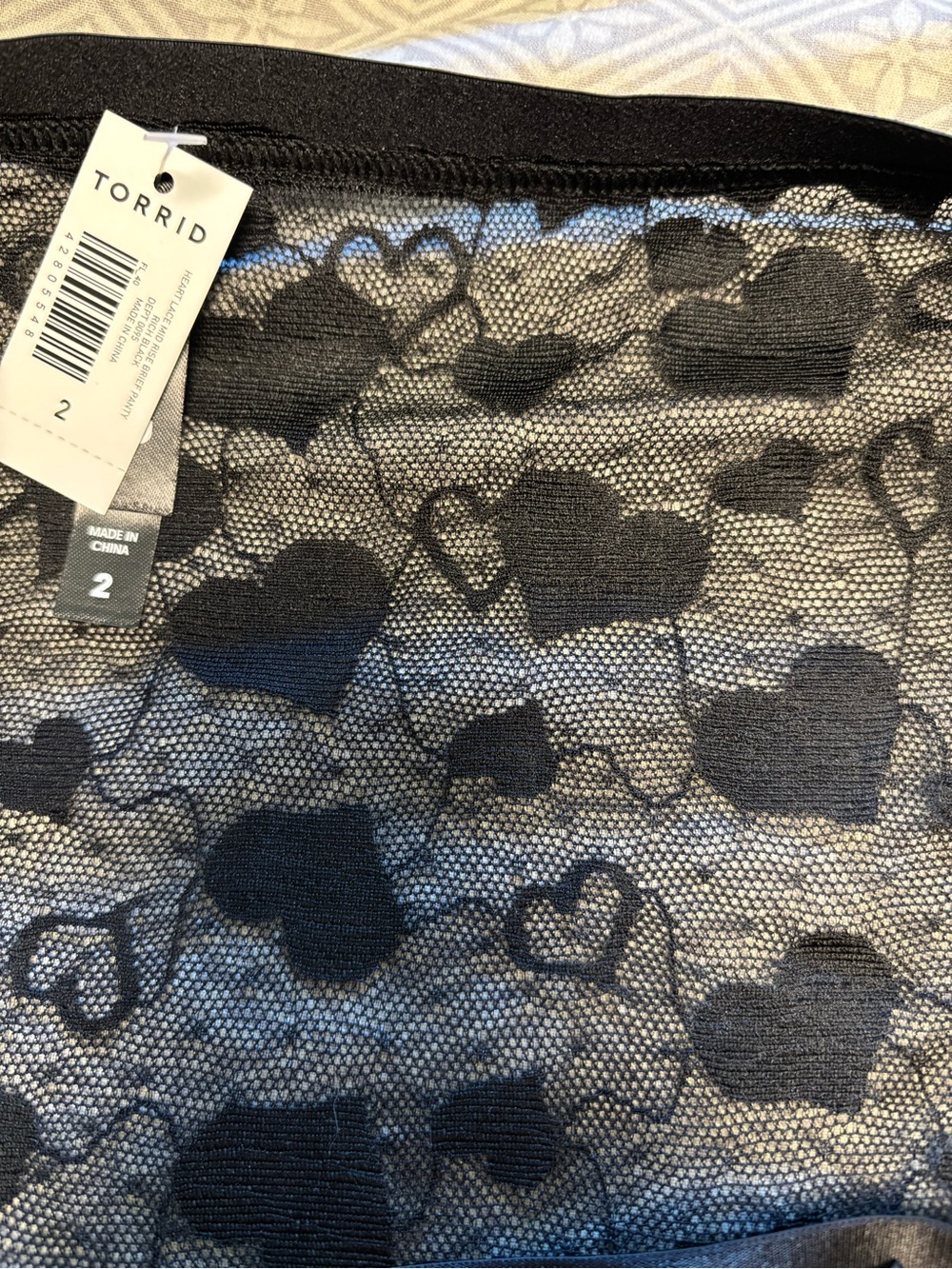 Torrid NWT briefs sz 2 mesh heart pattern in black - Picture 3 of 5